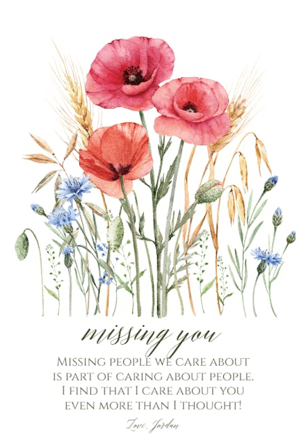 Poppy Patch - Miss You Card