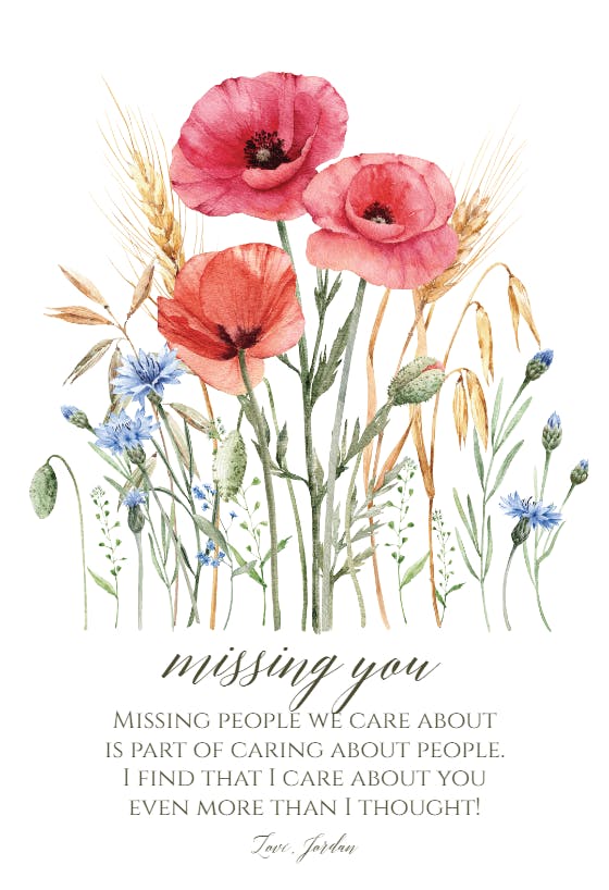 Poppy patch - miss you card