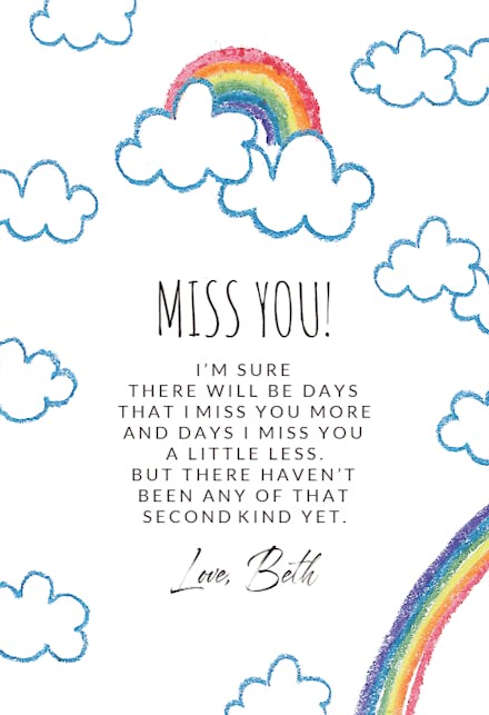 Reigning Rainbows - Miss You Card
