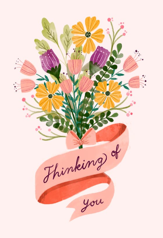 Ribboned bouquet -  tarjeta de pensamientos y sentimientos