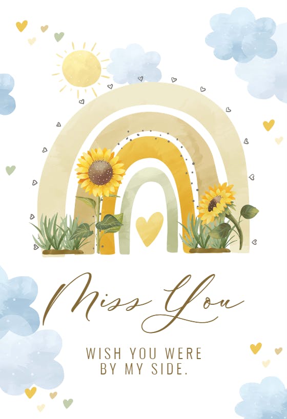 Sunflower rainbow - miss you card