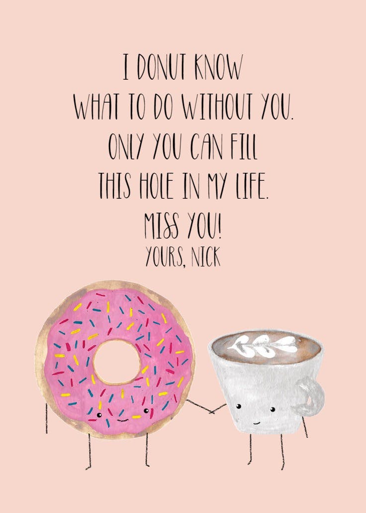 Sweet pairing - tarjeta te extraño