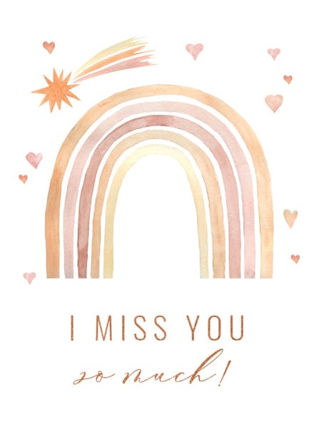 Thankful rainbow - miss you card
