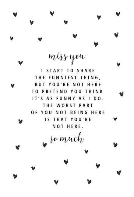 Tiny Hearts - Miss You Card