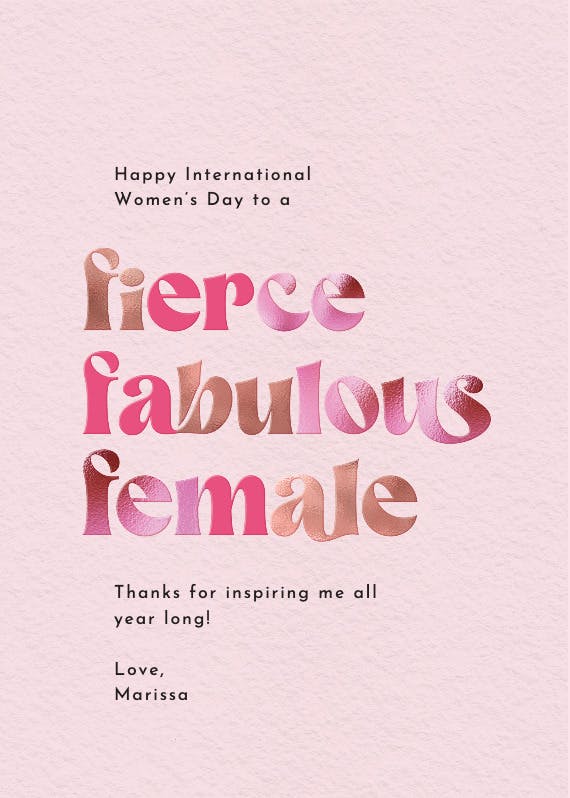 Fierce and fabulous - women's day card
