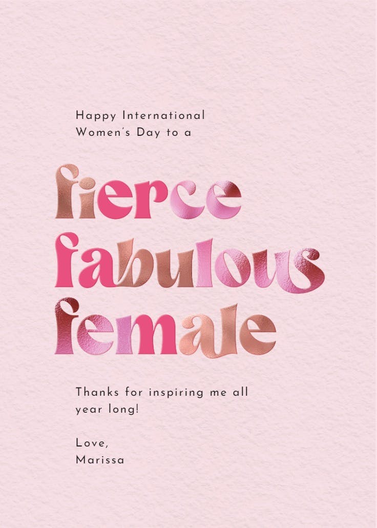 Fierce and fabulous - women's day card