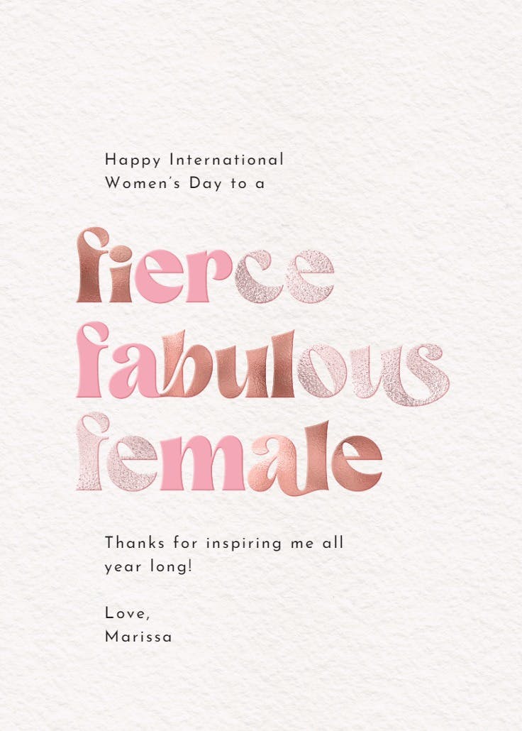 Fierce and fabulous - women's day card