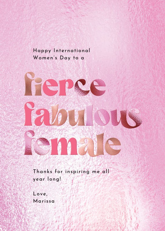 Fierce and fabulous - women's day card