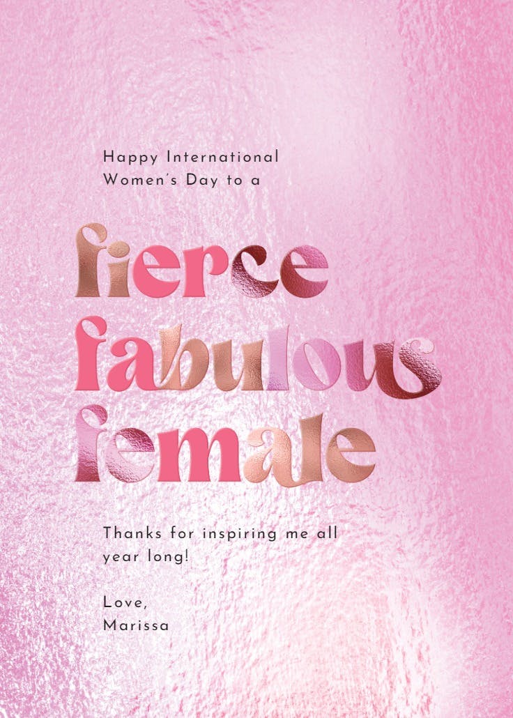 Fierce and fabulous - women's day card