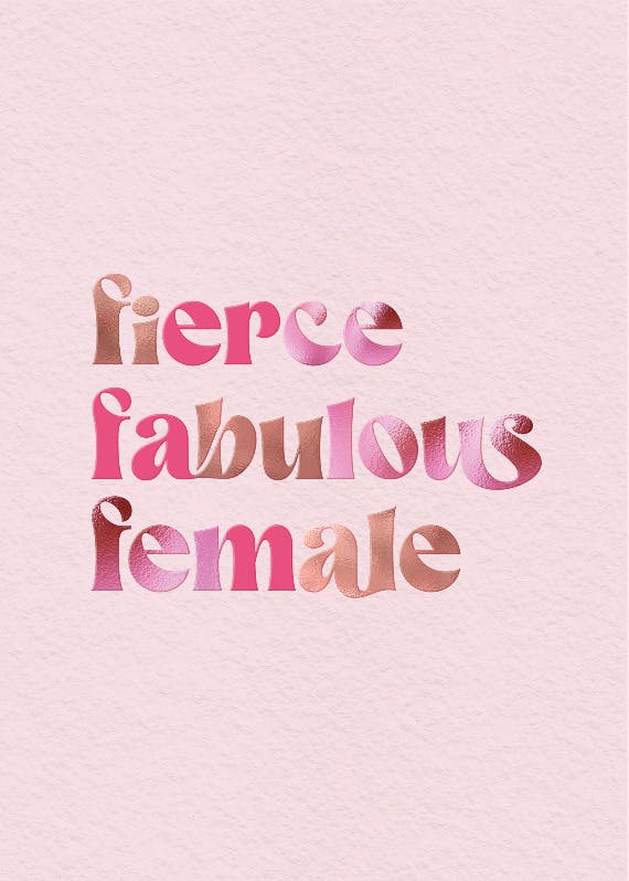 Fierce fabulous female - women's day card