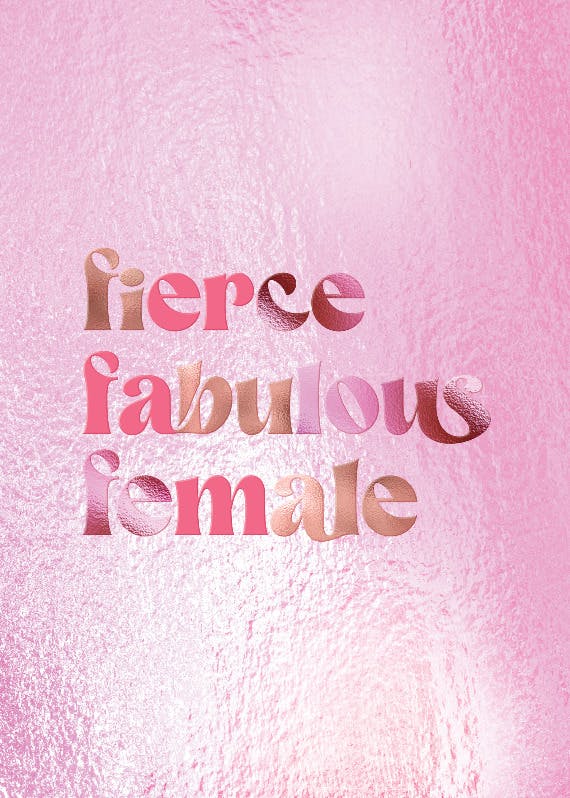 Fierce fabulous female - women's day card