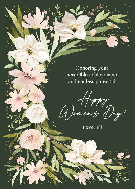 Romantic florals - tarjeta del día de la mujer