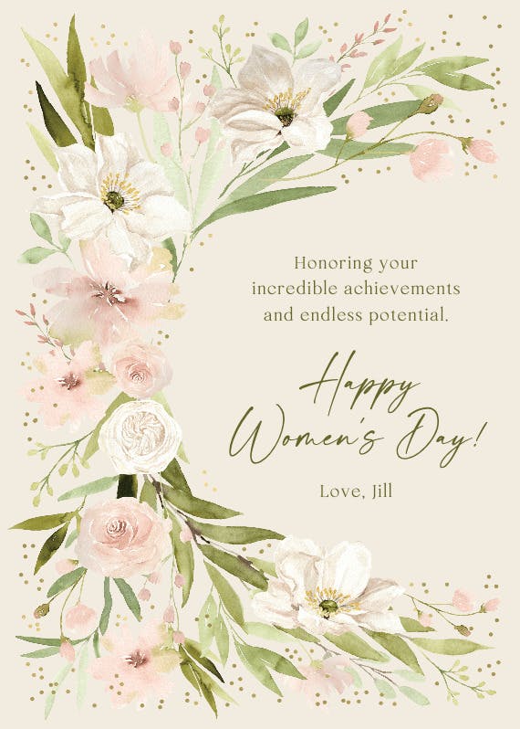 Romantic florals - tarjeta del día de la mujer