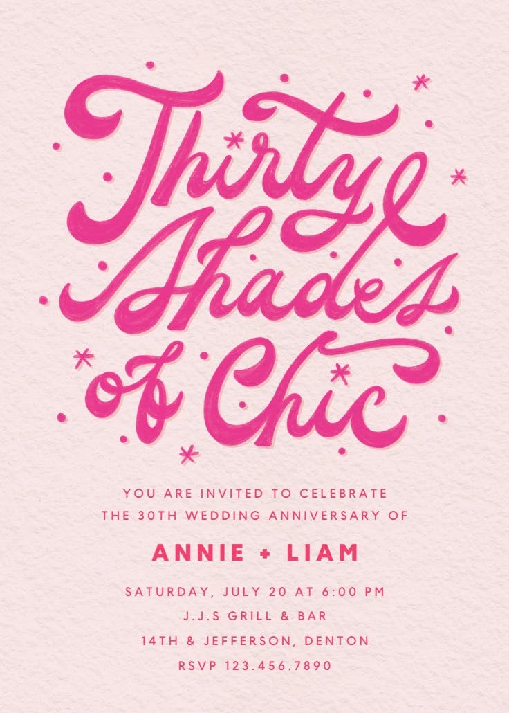 30 tonal typography - anniversary invitation