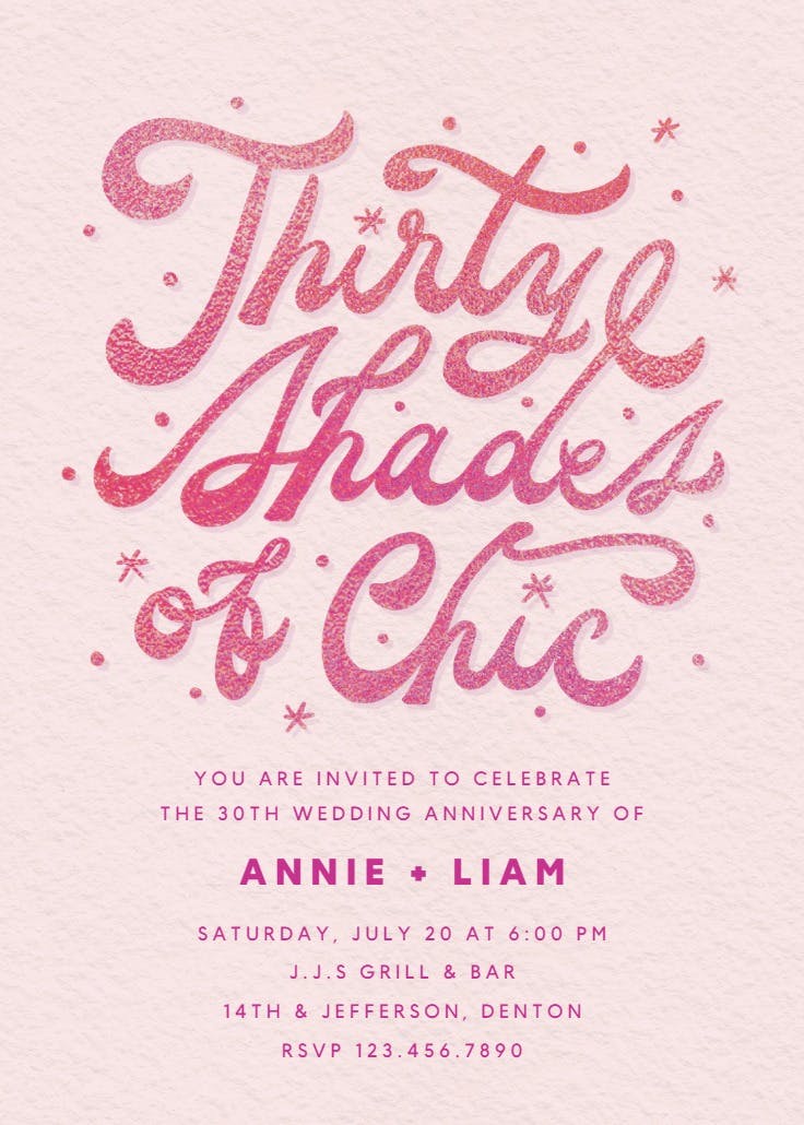 30 tonal typography - anniversary invitation