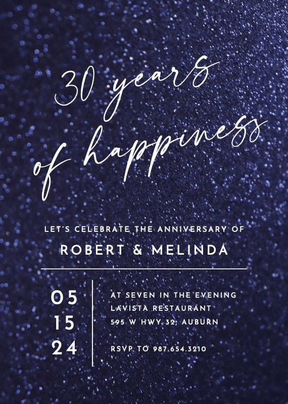 30 years of happiness - invitación de aniversario