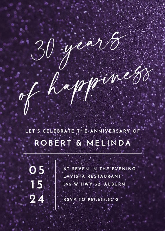30 years of happiness - anniversary invitation