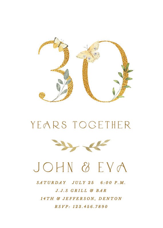 30 years together - anniversary invitation
