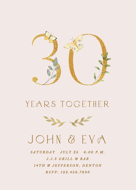 30 years together - invitación de aniversario