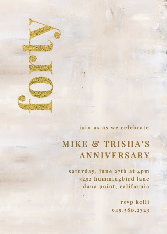 40 years love - anniversary invitation