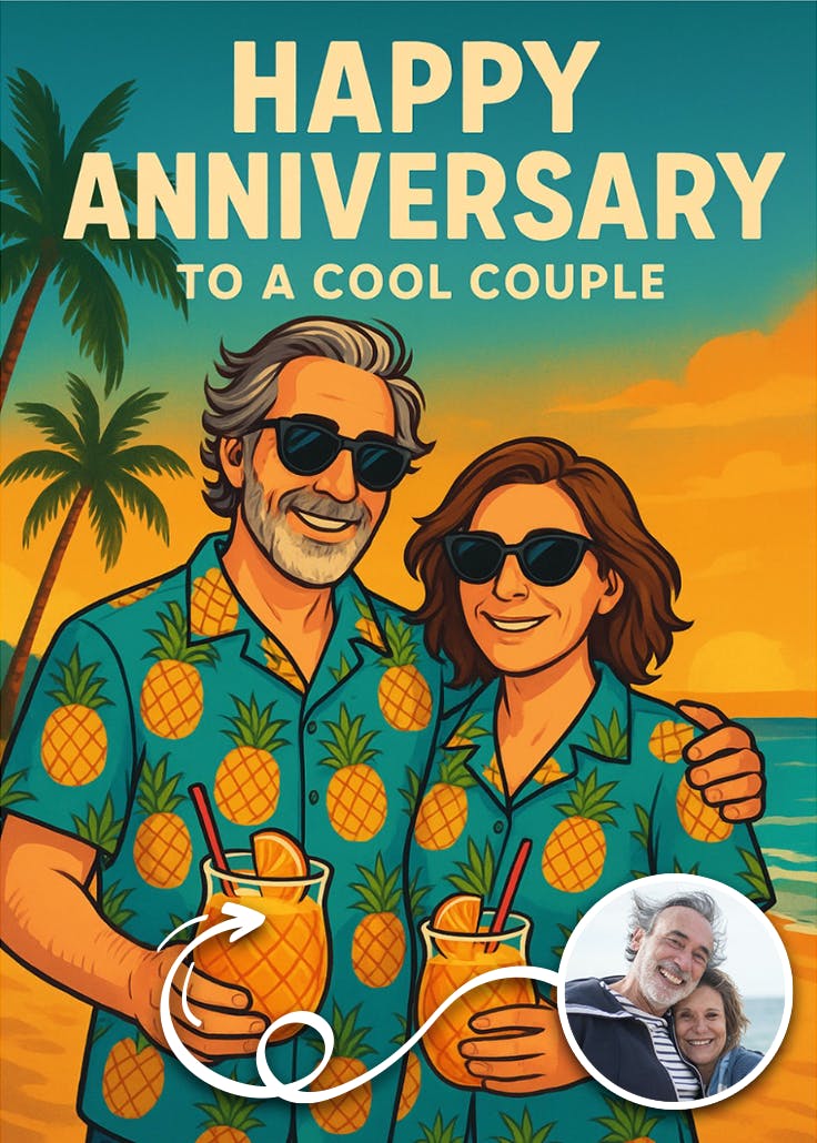 Aloha couple - happy anniversary card