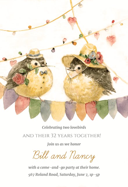 Anniversary Birds - Invitación De Aniversario
