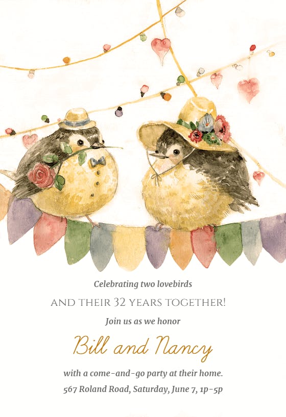 Anniversary birds -  invitación de aniversario