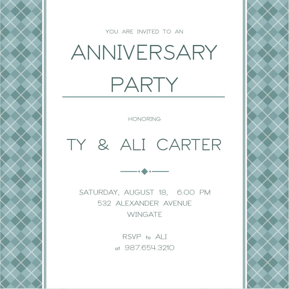 Argyle edges - anniversary invitation