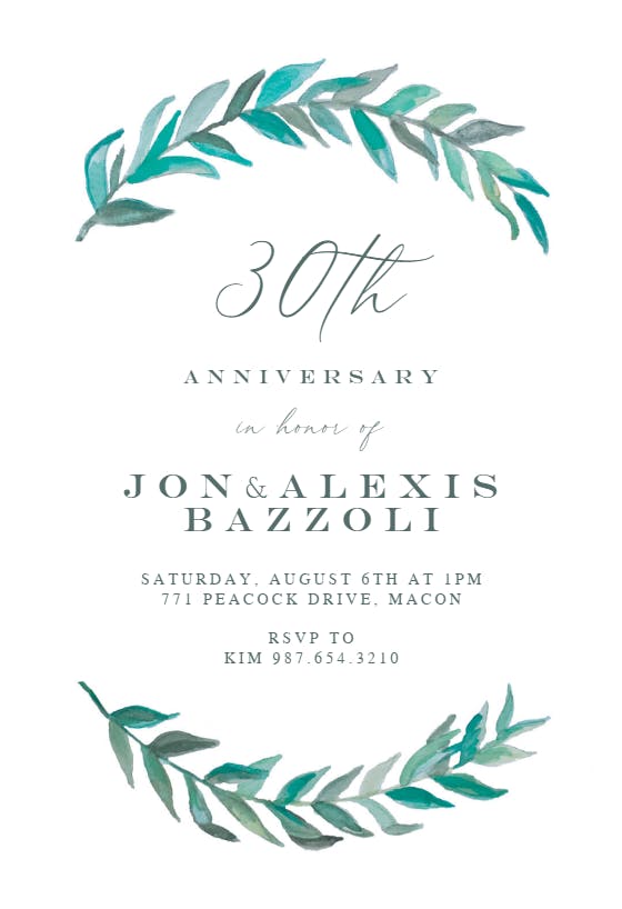 Bay laurel - anniversary invitation