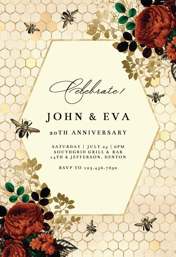 Bee-ing in love - anniversary invitation