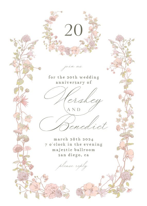 Blessed blossoms - anniversary invitation