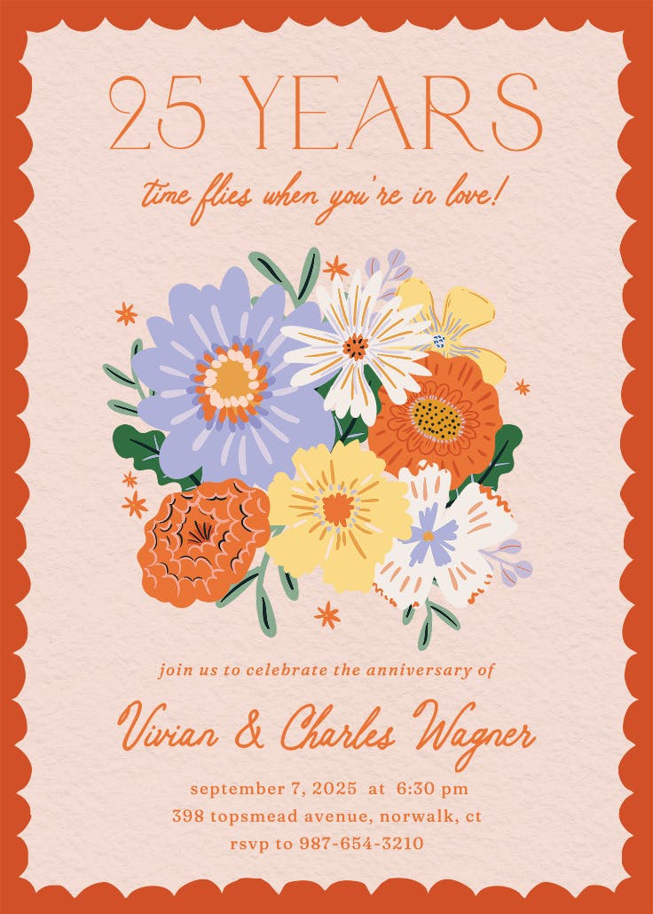 Blooming bouquet - anniversary invitation