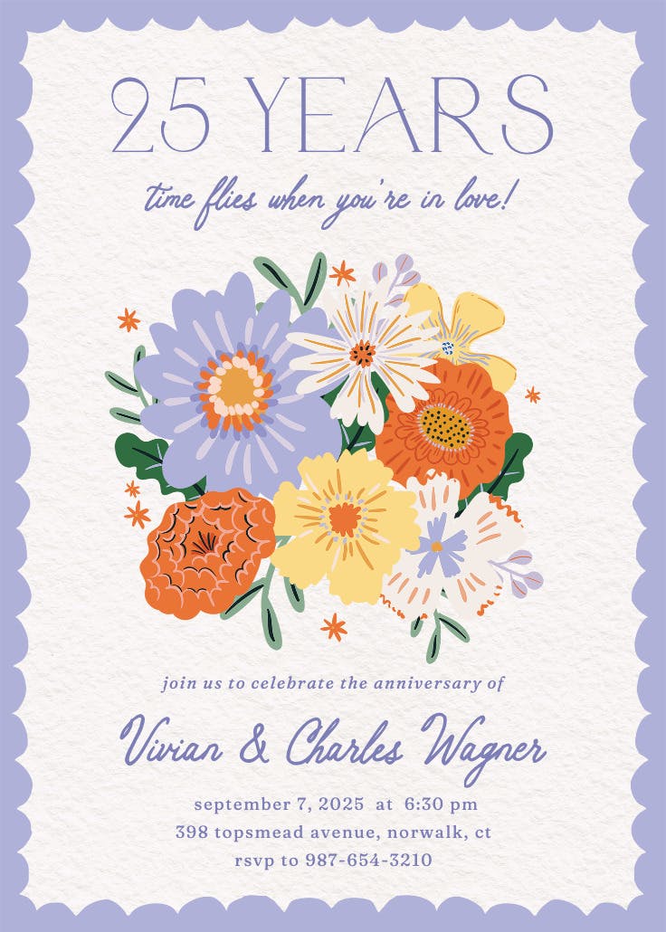 Blooming bouquet - anniversary invitation