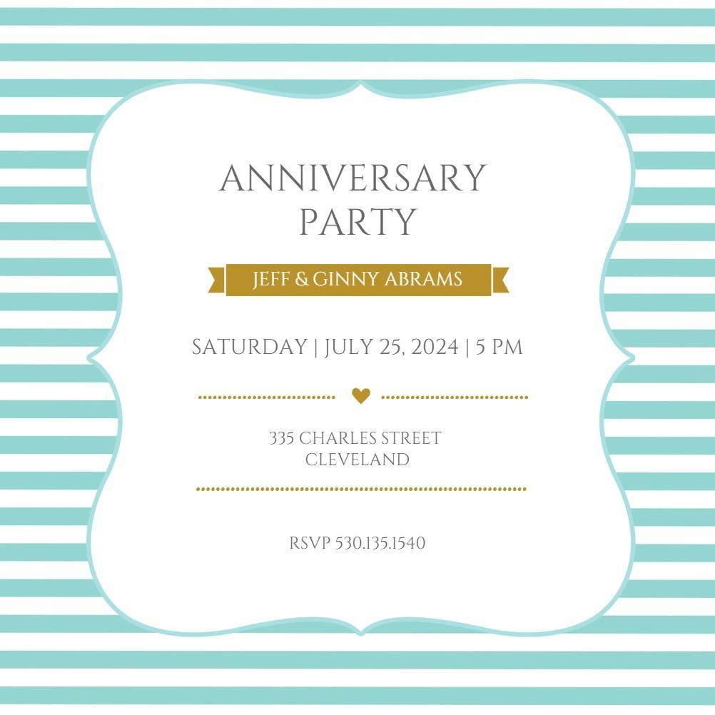 Blue and white - anniversary invitation