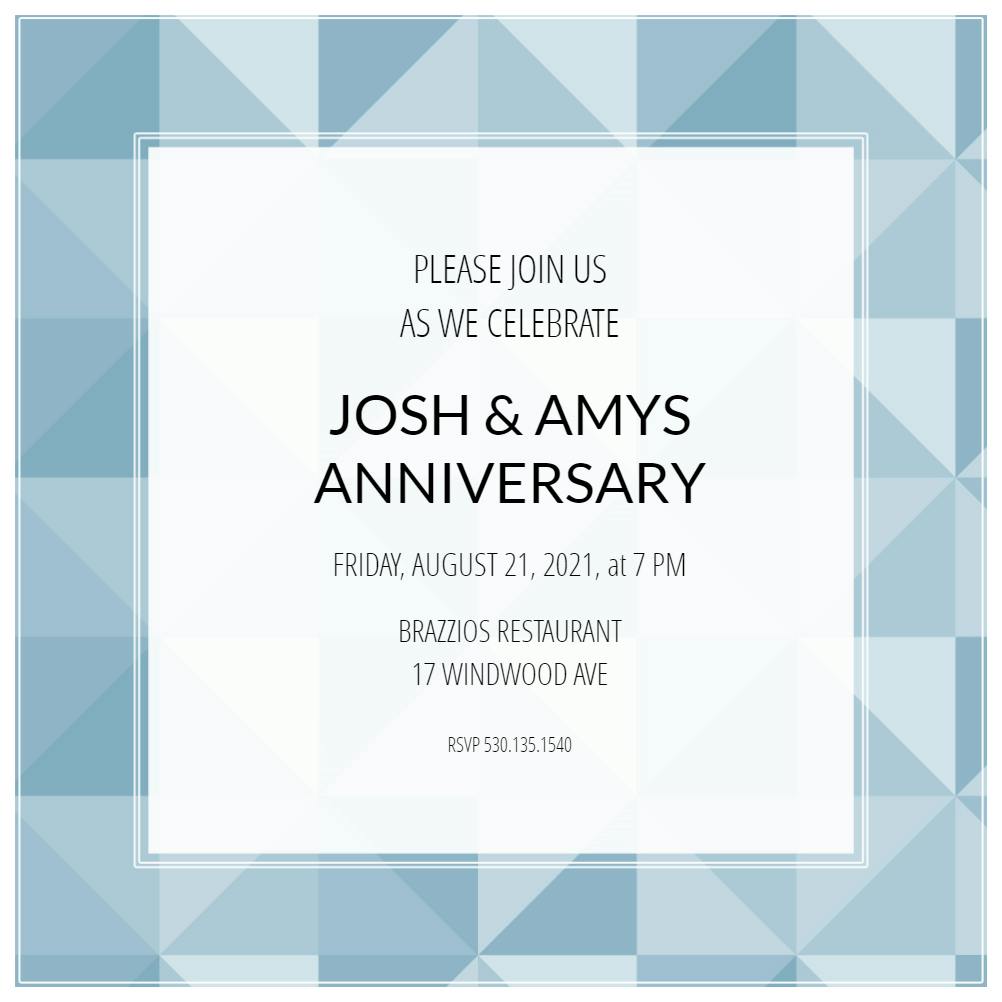 Blue geometric - anniversary invitation