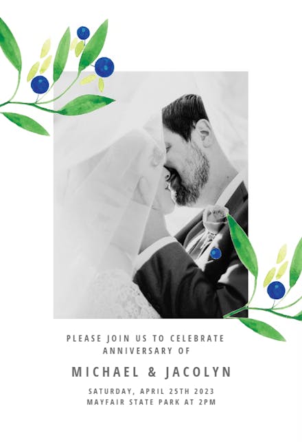 Blueberry fields - Invitación De Aniversario