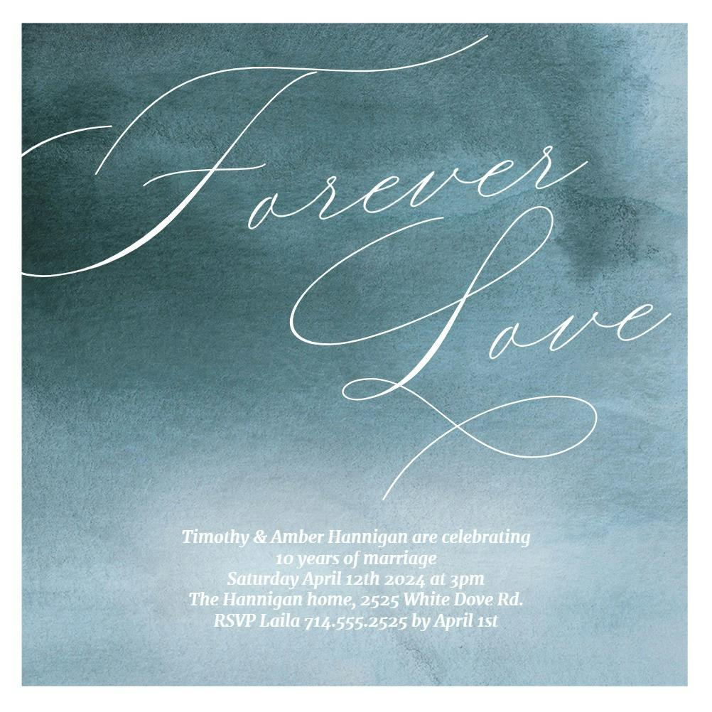 Bluish forever love - invitación de aniversario