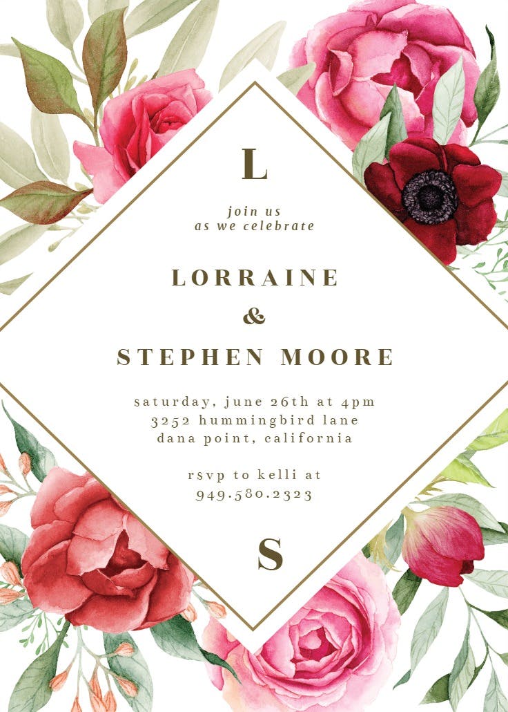 Boho romance - anniversary invitation