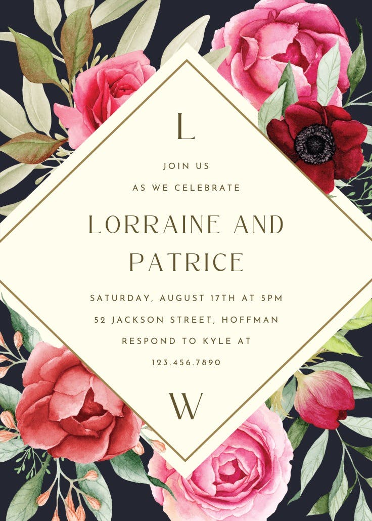 Boho romance - anniversary invitation