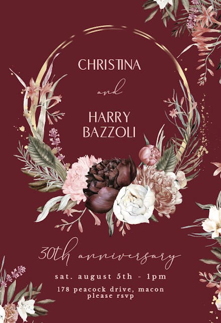 Boho Rose - Anniversary Invitation