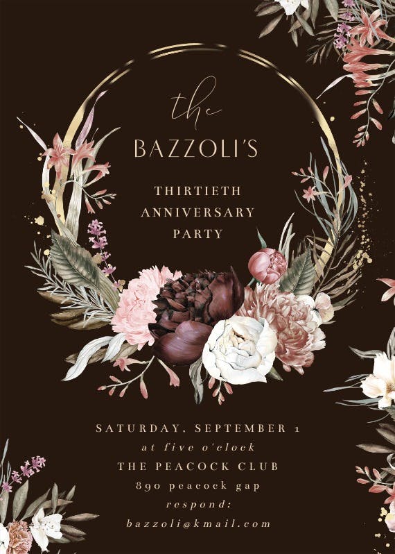 Boho rose - anniversary invitation