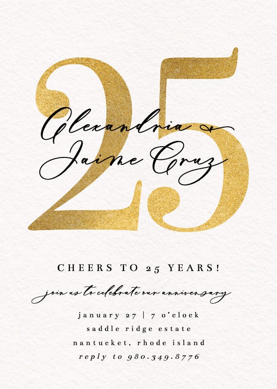 Bold numeral 25 - anniversary invitation