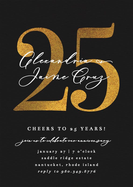 Bold numeral 25 - anniversary invitation