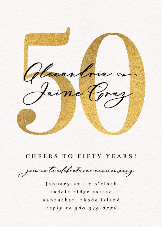 Bold numeral 50 - invitación de aniversario