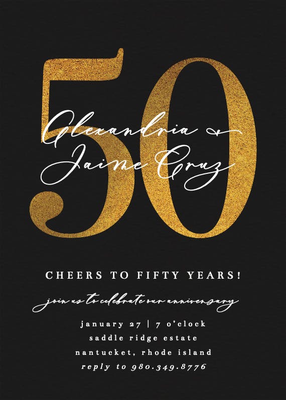 Bold numeral 50 - anniversary invitation