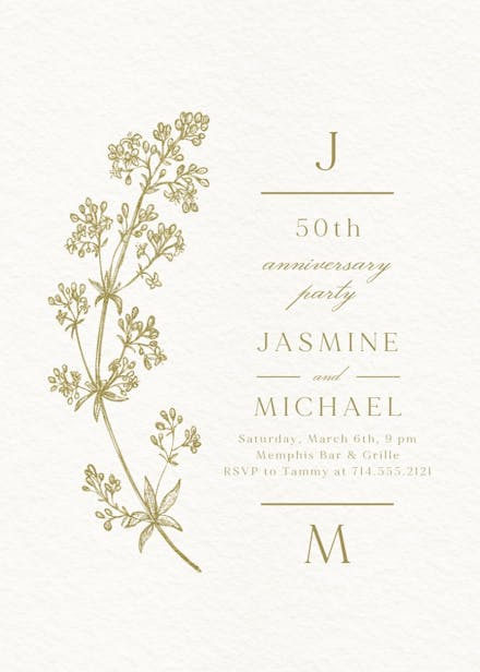 Botanical line - anniversary invitation
