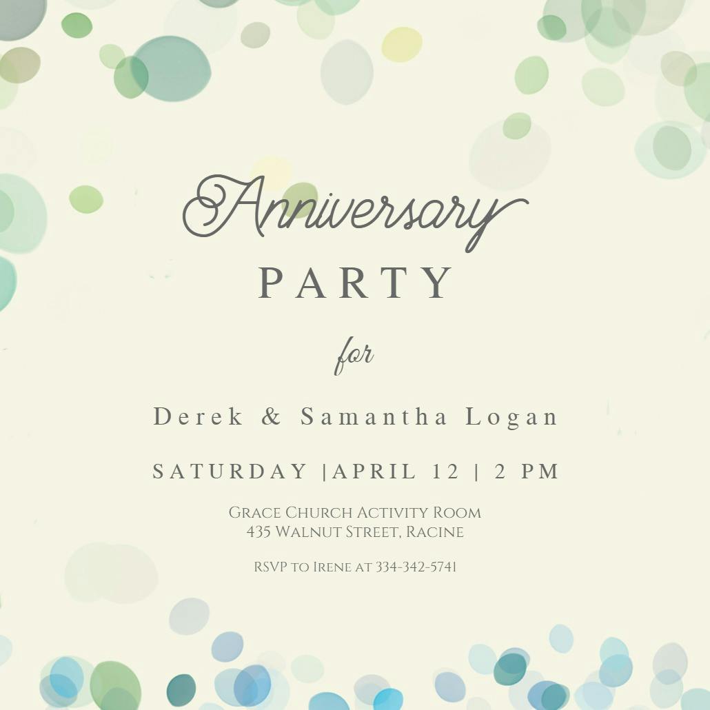 Bubbly background - anniversary invitation