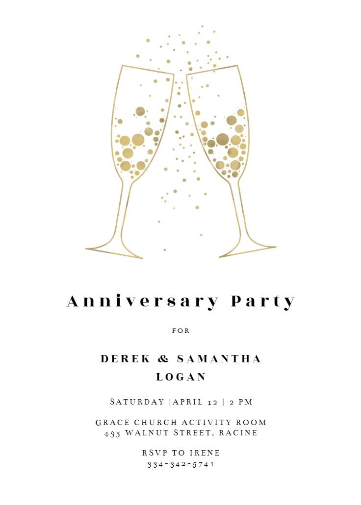 Bubbly glasses - anniversary invitation