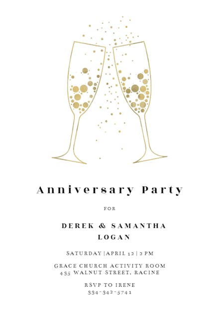 Bubbly glasses - Invitación De Aniversario