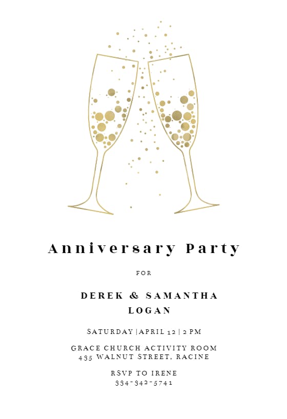 Bubbly glasses - anniversary invitation